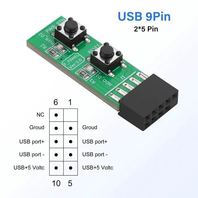Alt view image 6 of 6 - 9Pin Reset/Power ON/Off Switch Board Adapter Test for Desktop PC Motherboard