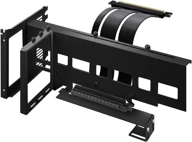 Main image of Vertical PCIe 4.0 GPU Mount Bracket Graphic Card Holder with 5V 3 Pin ARGB LED Module, Video Card VGA Support Kit with PCIe 4.0 X16 Gen4 17cm/6.69in Riser Cable 90 Degree Right Angle (Black)