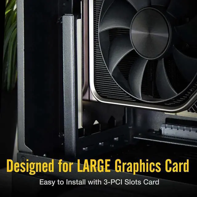 Alt view image 4 of 7 - Vertical PCIe 4.0 GPU Mount Bracket Graphic Card Holder with 5V 3 Pin ARGB LED Module, Video Card VGA Support Kit with PCIe 4.0 X16 Gen4 17cm/6.69in Riser Cable 90 Degree Right Angle (Black)