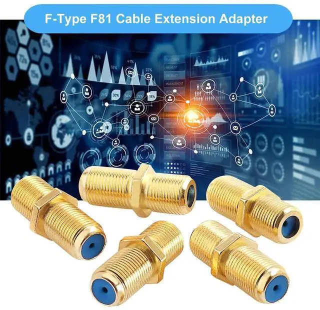 Alt view image 7 of 7 - F81 Splice Barrel Connector 3GHz Female to Female F-Type Coaxial Cable Extension Adapter Couplers (Packof 5, Gold)