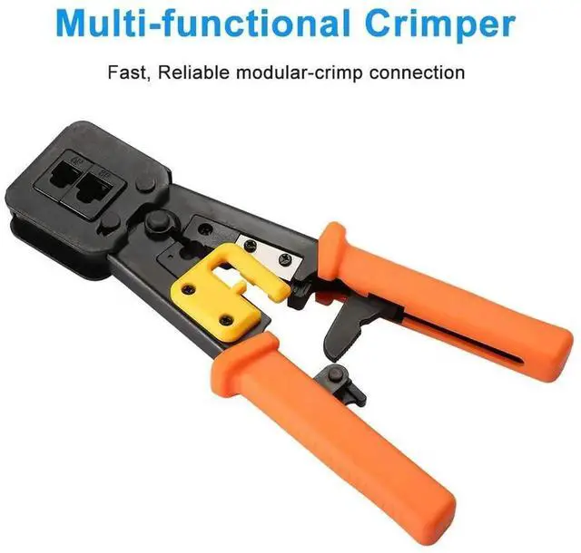 Alt view image 4 of 6 - EZ RJ45 Crimp Tool Pass Through Cat5 Cat5e Cat6 Crimping Tool for RJ45/RJ12, CAT5, CAT5e, CAT6 Regular and End-Pass-Through connectors