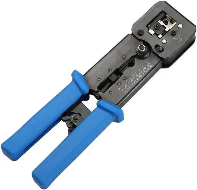 Alt view image 4 of 6 - RJ45 Crimp Tool Pass Through Cat5 Cat5e Cat6 Crimping Tool for RJ45/RJ12 Regular and End-Pass-Through Connectors with 50PCS CAT5 CAT5e Connectors, 50PCS Covers and Mini Wire Stripper