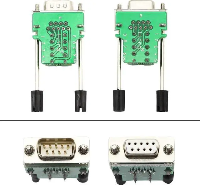 Alt view image 7 of 7 - DB9 Connector Adapter RS232 Serial Port D-SUB Adapter Plate Breakout Board Solder-Free (1-Pair Male+Female with Screwdriver, White Rubber Core)