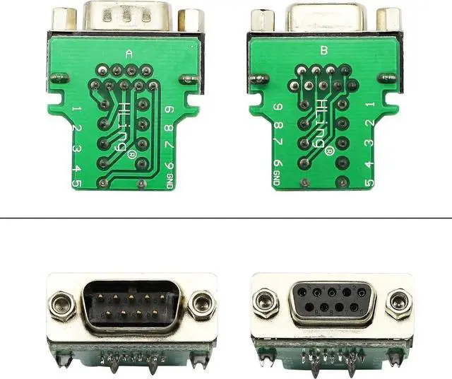 Alt view image 2 of 7 - DB9 Connector Adapter RS232 Serial Port D-SUB Adapter Plate Breakout Board Solder-Free (1-Pair Male+Female with Screwdriver, Black Rubber Core)