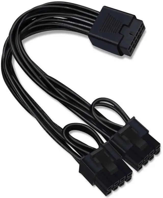 Alt view image 6 of 6 - 12VHPWR Cable Extension, 16 Pin Female to Dual 8 Pin(6+2) Male PCIe Conversion GPU Power Cable for Power Supply with 12+4pin 12VHPWR Port 7.67 in(19.5cm)