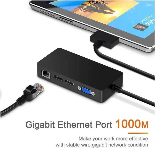 Alt view image 5 of 7 - Surface Pro Dock for Surface Pro 4/Pro 5/Pro 6 USB Hub Docking Station with Gigabit Ethernet, 4K HDMI VGA DP Display, 3xUSB 3.0, Audio Out, USB C, SD/TF Card Slot Combo Dock Only for Surface Pro 4/5/6