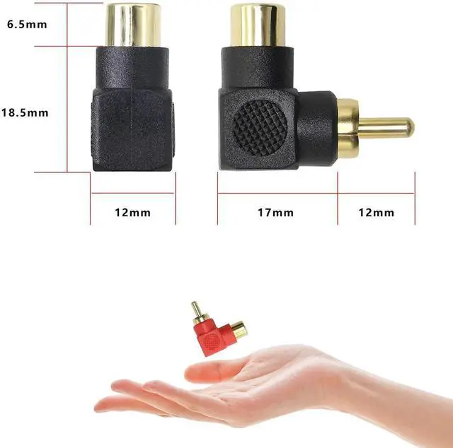 Alt view image 5 of 7 - 90 Degree RCA Adapter, RCA Male to Female Elbow Connectors,Gold-Plated Right Angle Adapter for Stereo Audio or AV Video-2pcs