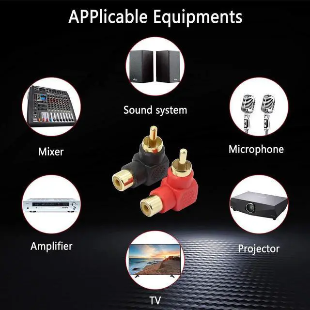 Alt view image 3 of 7 - 90 Degree RCA Adapter, RCA Male to Female Elbow Connectors,Gold-Plated Right Angle Adapter for Stereo Audio or AV Video-2pcs