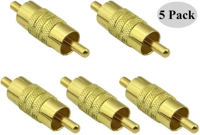Alt view image 6 of 7 - RCA Coupler Connector Gold Plated RCA Male to Male RCA Adapter Extension AV/TV Audio Video Cable Metal Connector (5 Pack)