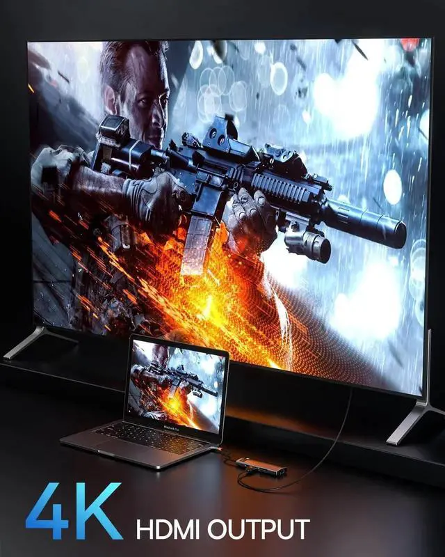 Alt view image 6 of 6 - Baseus 8-in-1 USB C Hub Docking Station, USB C Adapter with 4K HDMI, 3 USB 3.0, TF/SD Reader, Ethernet, 100W Power Delivery Compatible with MacBook, Surface, iPad, Steam Deck or Other Type C Devices