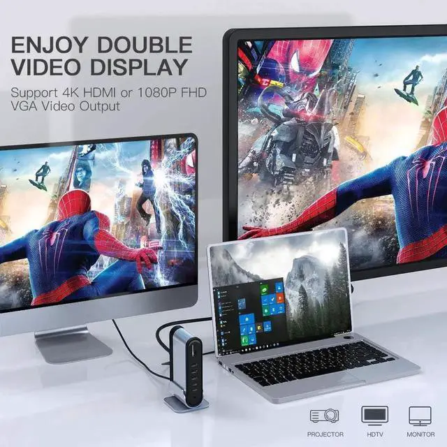 Alt view image 4 of 7 - Baseus Surface Go Docking Station, 16 in 1 USB C HDMI Adapter for Surface Go, Surface Go USB C Hub Docking Station with 4K HDMI, USB 3.0 Port, USB-C Power Delivery, 3.5mm Audio/Headphone Jack