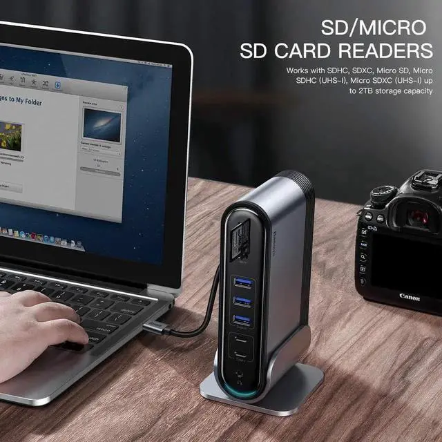 Alt view image 3 of 7 - Baseus Surface Go Docking Station, 16 in 1 USB C HDMI Adapter for Surface Go, Surface Go USB C Hub Docking Station with 4K HDMI, USB 3.0 Port, USB-C Power Delivery, 3.5mm Audio/Headphone Jack