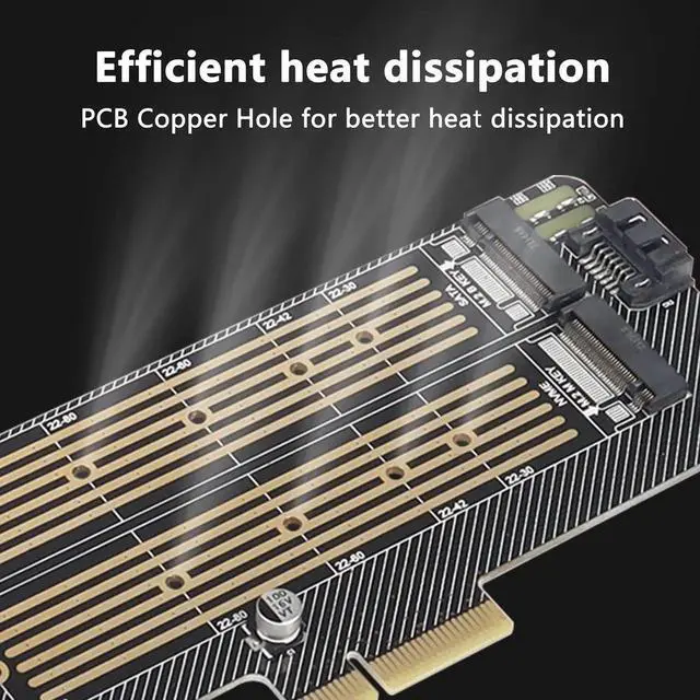 Alt view image 7 of 7 - M.2 NVMe SSD to PCIe Adapter Card,M.2 NVME(M-Key) +SATA (B-Key) SSD PCIe 3.0 x4 x8 x16 Controller Expansion Card for 2230 2242 2260 2280 22110 Size M.2 SSD