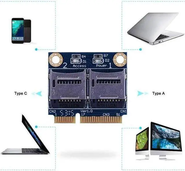 Alt view image 2 of 5 - Micro-Sd Tf To Mini Pci Express Memory Card Reader Adapter Converter Card for Laptop