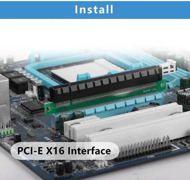 Alt view image 5 of 6 - PCIE 16x Male to Female Riser Adapter Card, PCI-Express 164 Pin 16x Riser Card Interface Protection for 1U 2U Chassis