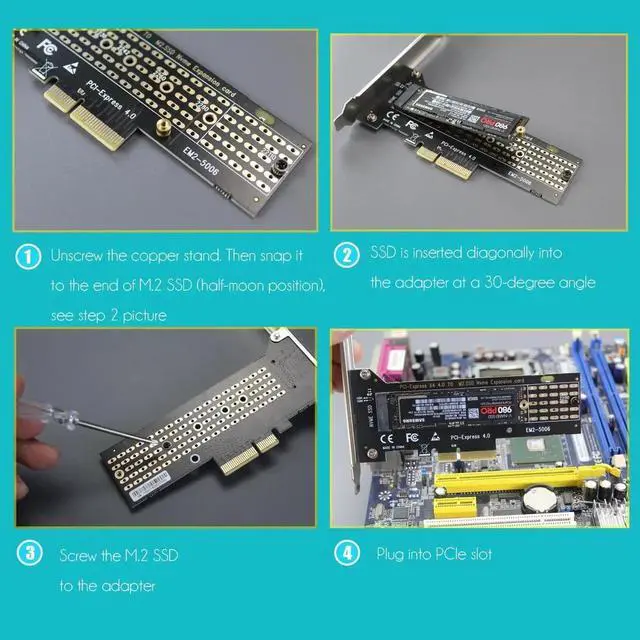 Alt view image 3 of 7 - PA22110 M.2 NVMe to PCIe 4.0 X4 Adapter for 22110 M.2 NVMe SSD