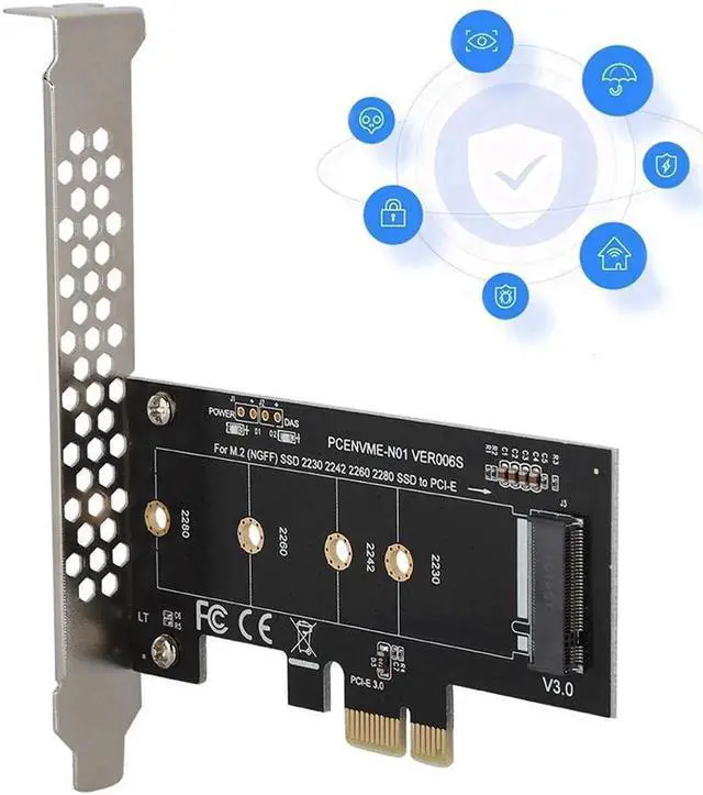 Alt view image 5 of 7 - NVME M.2 SSD M Key to PCI-e 3.0 x1 Host Controller Expansion Card,Supports M2 NGFF PCI-e 3.0, 2.0 or 1.0, NVME or AHCI, M-Key, 2280, 2260, 2242, 2230 Solid State Drives with Low Profile Bracket