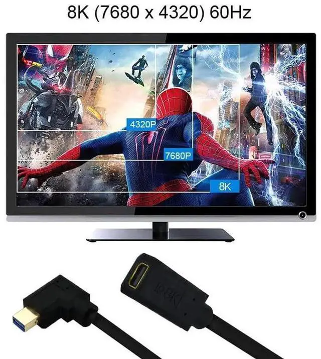 Alt view image 4 of 7 - Mini DisplayPort Extension Cable, 1FT 90 Degree Mini DisplayPort (Mini DP) Male to Female 8K 1.4 Video Extension Cord with HBR2 support for with Mini DP PC/Laptop (Right Angle)