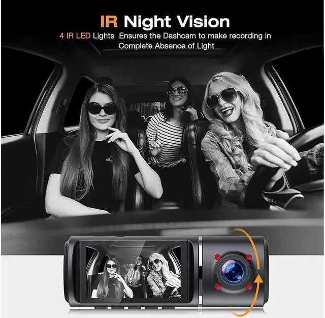 Alt view image 7 of 7 - 3 Channel Dash Cam 3 Channel 1080P+720P+720P Car Dvr Camera Driving Recorder,2.45Inch Car Camera,24/7 Parking Mode,Night Vision,Loop Recording,G-sensor,Seamless 1080P Video,HDR,Support 64GB Max