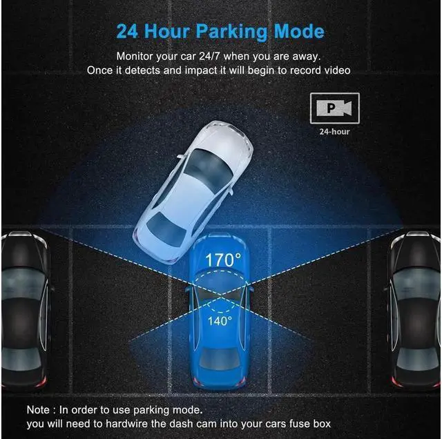 Alt view image 2 of 7 - 3 Channel Dash Cam 3 Channel 1080P+720P+720P Car Dvr Camera Driving Recorder,2.45Inch Car Camera,24/7 Parking Mode,Night Vision,Loop Recording,G-sensor,Seamless 1080P Video,HDR,Support 64GB Max