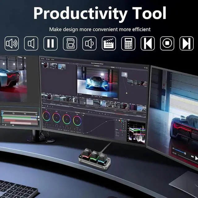 Alt view image 2 of 7 - Mini 3-Key Cut Copy Paste Keyboard Programmable Keypads with LED Light Mechanical Hot Swap Macro Keyboard for Working and Gaming
