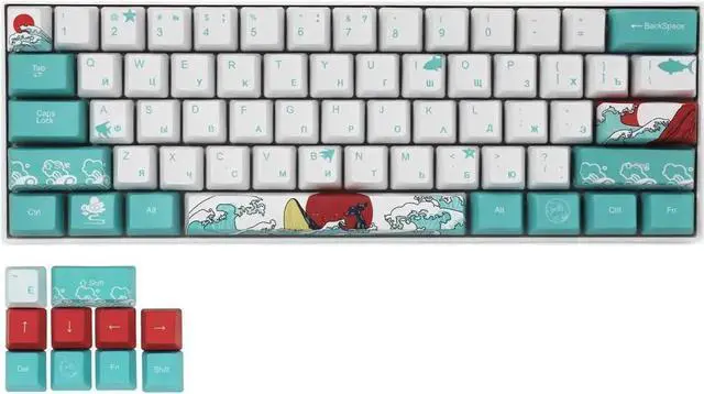 Alt view image 5 of 7 - (Only Keycaps) Coral Sea 60% PBT Keycaps Set OEM Profile for MX Switches Mechanical Gaming Keyboard GK61 64