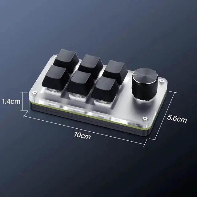 Alt view image 3 of 7 - Mini Macro Programmable Keyboard USB Mini 6 Key 1 Knob Mechanical OSU Gaming Keyboard RGB DIY Multi-Function Keyboard Compatible with Mac OS, Windows (Black)
