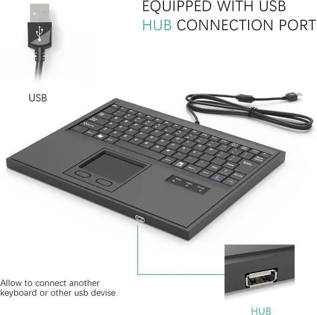 Alt view image 3 of 7 - Waterproof Industrial Machine Keyboard with USB Interface and Touchpad (84ks USB Black)