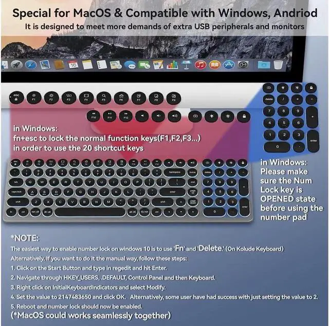 Alt view image 3 of 7 - USB C Hub Wired Keyboard with Number Pad for Mac, 9 in 1 USB C Docking Station with 4K HDMI, 4 USB Ports, 100W PD, SD/TF Cards Reader, Full-Size Aluminum Keyboard for MacBook/Windows/Android