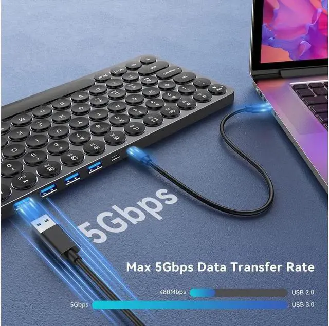 Alt view image 4 of 7 - USB C Hub Wired Keyboard with Number Pad for Mac, 9 in 1 USB C Docking Station with 4K HDMI, 4 USB Ports, 100W PD, SD/TF Cards Reader, Full-Size Aluminum Keyboard for MacBook/Windows/Android