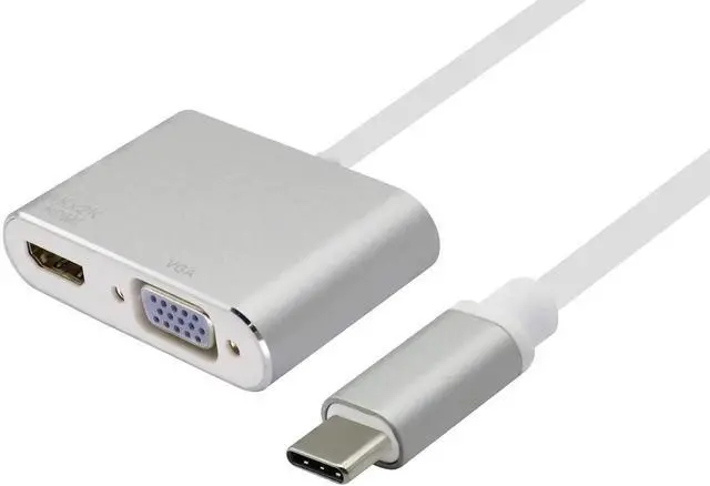 Alt view image 7 of 7 - USB Type C to HDMI+VGA Adapter, 2 in 1 4K UHD Dual Screen Display for MacBook Pro 2019, Samsung S8/9, Note8, HUAWEI Mate 10(15cm/6inch)(VGA+HDMI)
