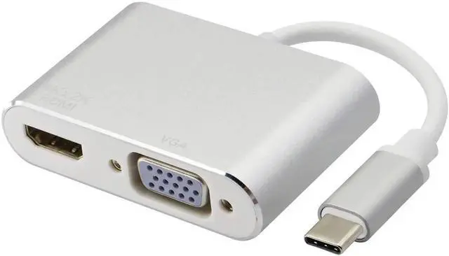 Main image of USB Type C to HDMI+VGA Adapter, 2 in 1 4K UHD Dual Screen Display for MacBook Pro 2019, Samsung S8/9, Note8, HUAWEI Mate 10(15cm/6inch)(VGA+HDMI)