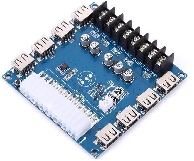 Main image of 24 Pins ATX Power Supply Breakout Board Module Adapter Power Connector Support 3.3V/5V/12V 1.8V-10.8V