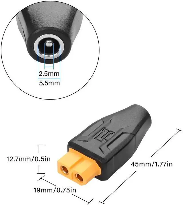 Alt view image 6 of 7 - 2 Pack XT60 to DC5525 Adapter XT60 to DC 5.5mm X 2.5mm Wireless for TS100 Soldering Iron, FPV Monitor Power,Drone (XT-023)