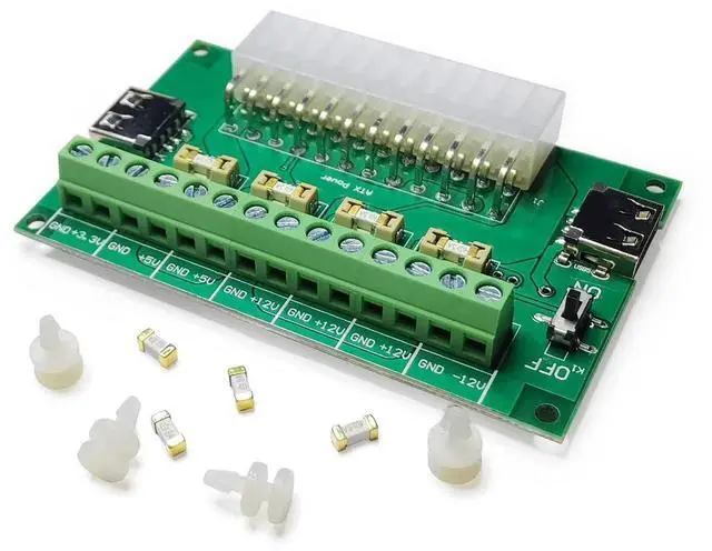Main image of PSU Breakout Board ATX Power Supply DC 12V 5V 3.3V Splitter Module Desktop Adapter to USB A Hub Connector Computer Power Source Multi Port Output DIY Parent Child Electronic Kit with High Current Fuse