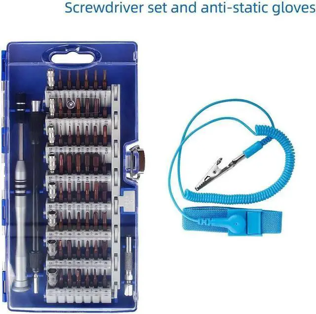 Main image of Precision Screwdriver Set Professional Electronics Repair Tool Kit 60 in 1 Magnetic Screwdriver Bits for PC, With Anti Static Wrist Band