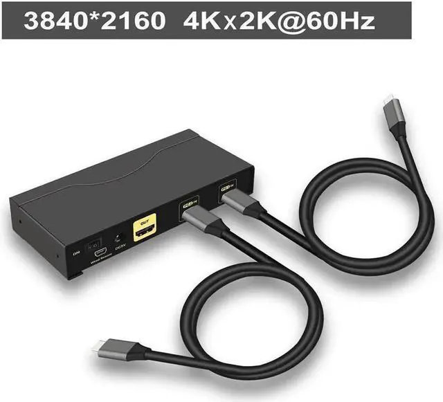 Alt view image 2 of 7 - 4K@60Hz 2 Port USB C KVM Switch with Audio, Dual Port USB-C KVM Switcher for 2 Computers/Mac/Mobile Sharing 1 Monitor, Keyboard and Mouse Support Most Operate System