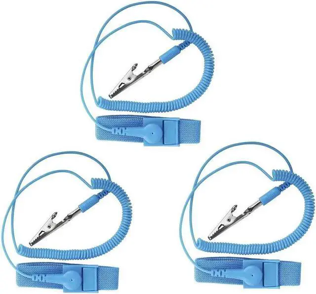 Main image of 3pcs PVC Anti Static Wrist Strap Grounding Electricity Discharge ESD Wrist Band For Electrician IC With Alligator Clip