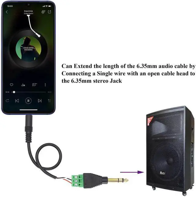 Alt view image 3 of 7 - 6.35mm Screw Terminal Block Connector 1/4" inch TRS Male Plugs to 3 Pin/Way Female Bolt Screw Terminals Pluggable AUX Audio Microphone/Speaker Wire,Keyboard,Mixer,Solderless Converter(2 Pack)