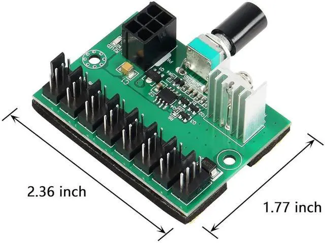 Alt view image 2 of 7 - Chassis Fan Pressure Regulating Governor, 2 Pin 3 Pin 4 Pin Fan Adapter PWM PC Chassis Cooling Fan Hub,8 Way Splitter 12V Speed Controller with 6 Pin Power Port(8 Way