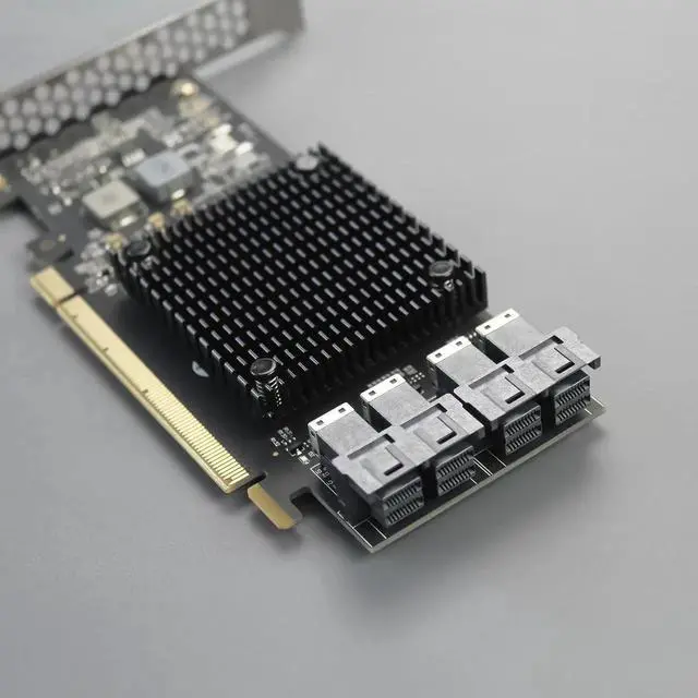 Alt view image 2 of 6 - ST583 4-Port SFF-8643 to PCIE 3.0 X16 Adapter Card with PEX8747 Controller for High-Density U.2/U.3/M.2 NVMe RAID Storage Solution
