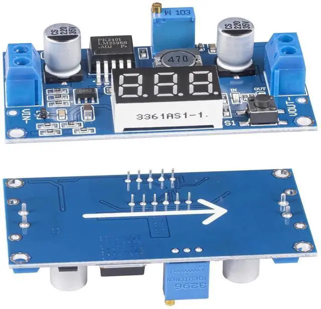 Alt view image 3 of 5 - LM2596 LM2596S DC-DC Buck Converter Voltage Regulator Adjustable 4.0-40V to 1.25-37V 2A Power Supply Module with LED Voltmeter Display (Pack of 2)