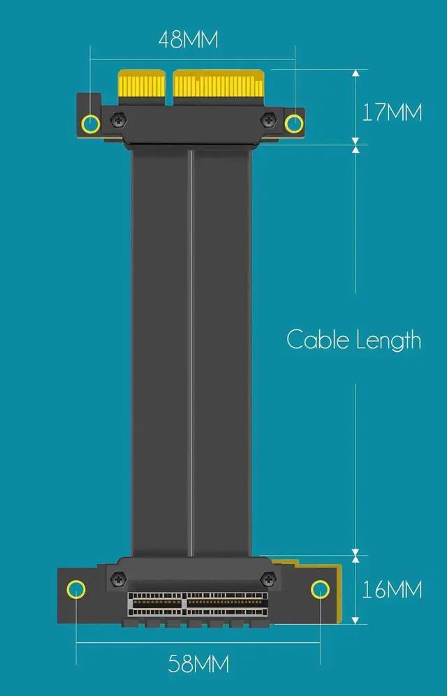 Alt view image 7 of 7 - 100mm PCIe 4.0 X4 Riser Cable for M.2, WiFi, Firewire, USB, Sound Cards, etc