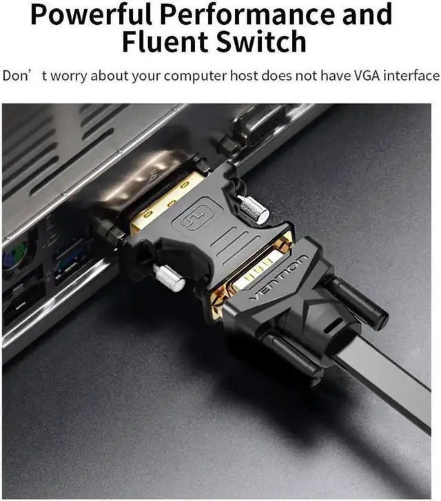 Alt view image 5 of 5 - DVI to VGA Adapter DVI 24+5 Male to VGA Female Converter 1080P HD Gold-plated Adapter for PC Displayer Projector