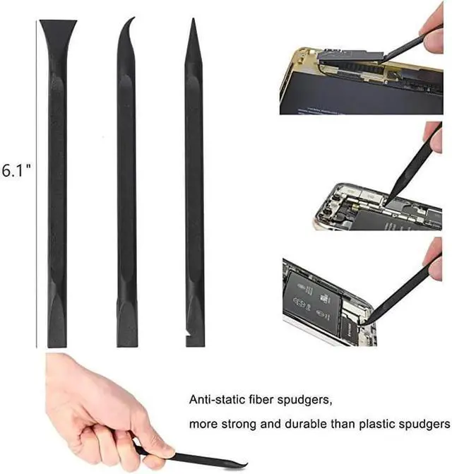Alt view image 6 of 6 - Professional Electronics Opening Pry Tool Repair Kit with Metal Spudger NonAbrasive Carbon Fiber Nylon Spudgers and AntiStatic Tweezers for Cellphone iPhone Laptops Tablets and More 20 Piece