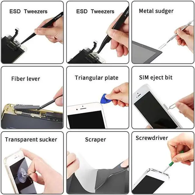Alt view image 5 of 6 - Professional Electronics Opening Pry Tool Repair Kit with Metal Spudger NonAbrasive Carbon Fiber Nylon Spudgers and AntiStatic Tweezers for Cellphone iPhone Laptops Tablets and More 20 Piece