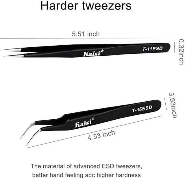 Alt view image 4 of 6 - Professional Electronics Opening Pry Tool Repair Kit with Metal Spudger NonAbrasive Carbon Fiber Nylon Spudgers and AntiStatic Tweezers for Cellphone iPhone Laptops Tablets and More 20 Piece