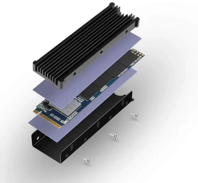 Alt view image 4 of 6 - M.2 2280 SSD heatsink, Double-Sided Heat Sink, with Thermal Silicone pad for PC / PS5 M.2 PCIE NVMe SSD or M.2 SATA SSD