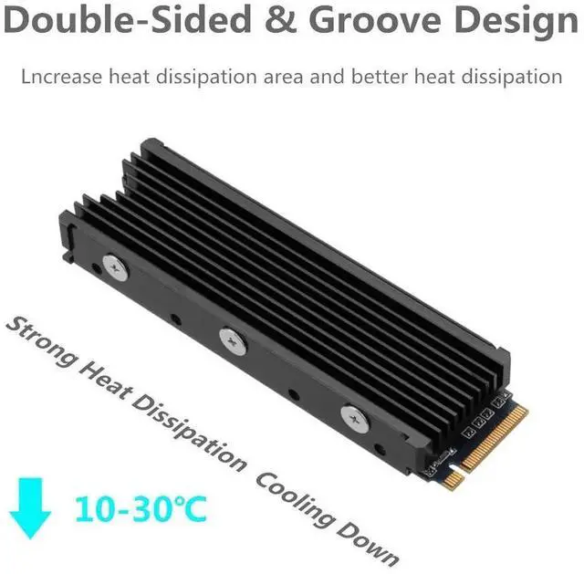 Alt view image 3 of 6 - M.2 2280 SSD heatsink, Double-Sided Heat Sink, with Thermal Silicone pad for PC / PS5 M.2 PCIE NVMe SSD or M.2 SATA SSD