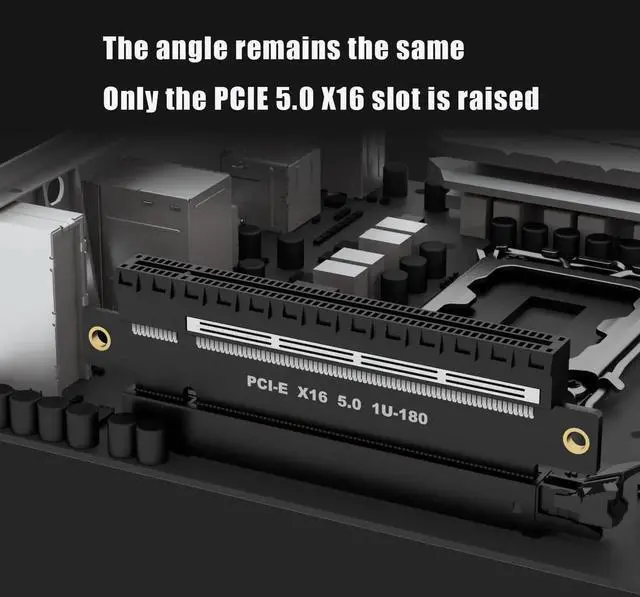 Alt view image 5 of 7 - PA17 PCIe 5.0 X16 Riser Adapter Card, Straight and Low-Profile for 1U/2U Server Installation